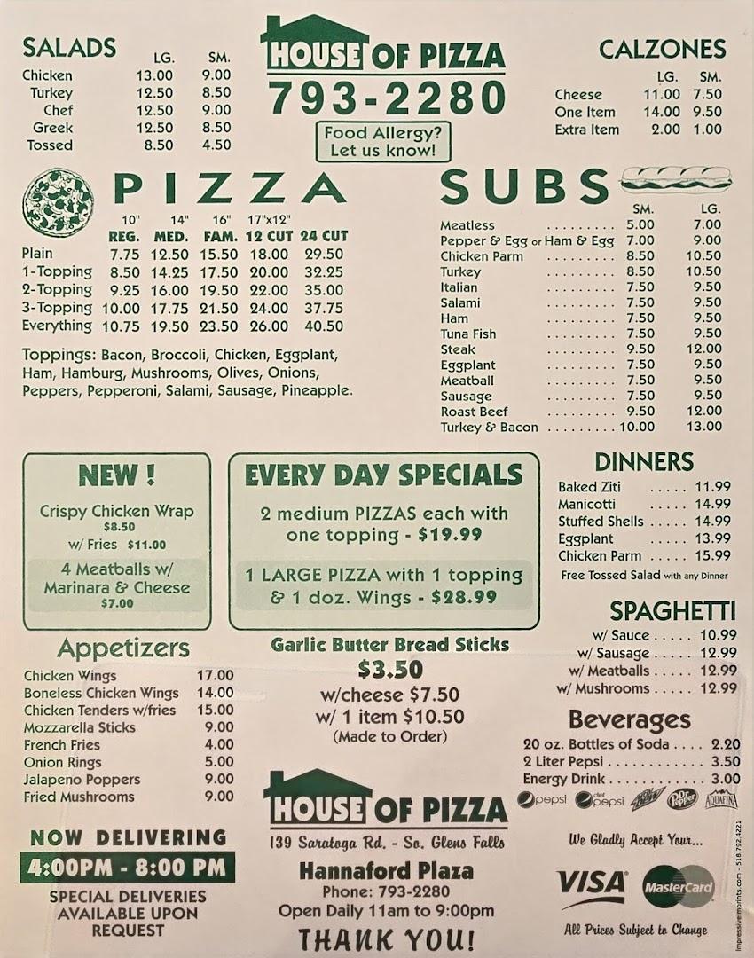 House of Pizza Menu image 2